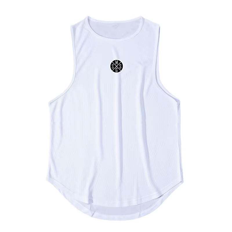 Bodybuilding Vest Men Sports Tank Top Men Gym Clothing Fitness Workout Sleeveless Shirt Mesh O Neck Running Stringer Singlets