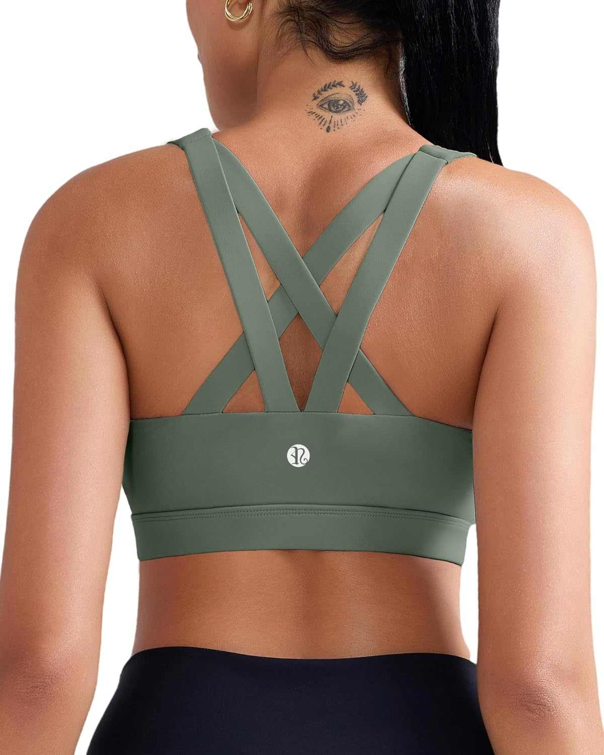 Sports Bra for Women, Criss-Cross Back Padded Strappy Sports Bras Medium Support Yoga Bra with Removable Cups