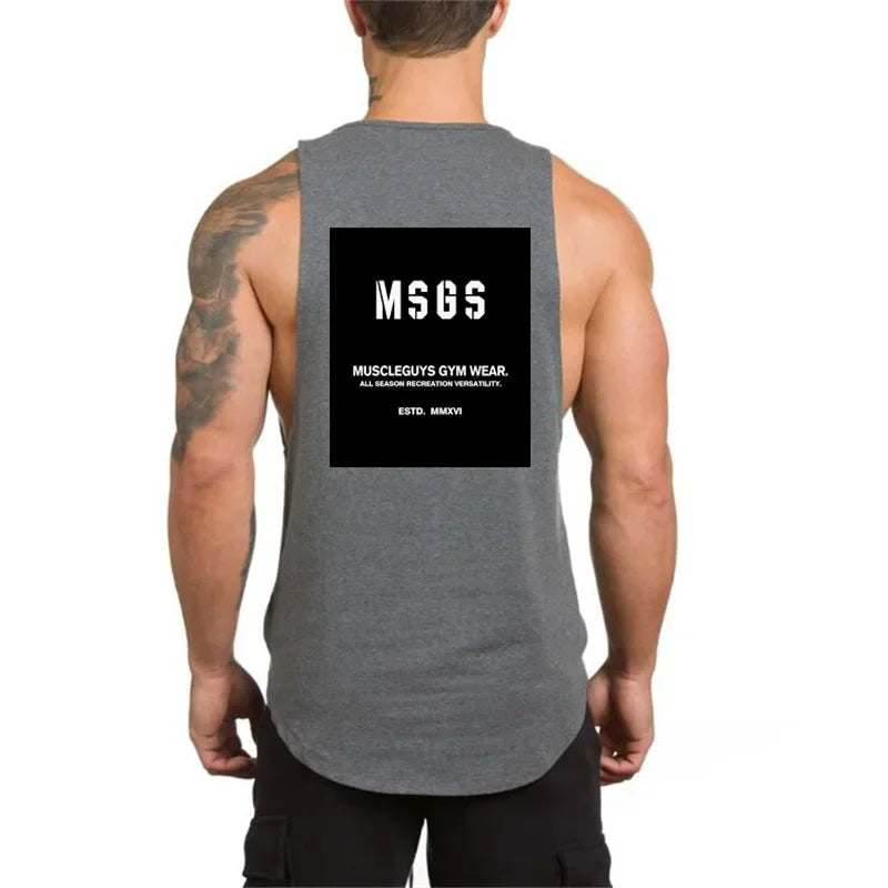 Brand NO PAIN NO GAIN Clothing Bodybuilding Stringer Gym Tank Top Men Fitness Singlet Cotton Sleeveless Shirt Muscle Vest