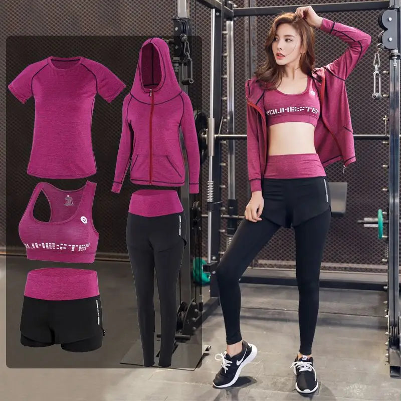 Elevate Your Workout with Our New Women's Yoga Set: Stylish Bra, T-Shirt, Shorts, and Pants for Ultimate Fitness Comfort