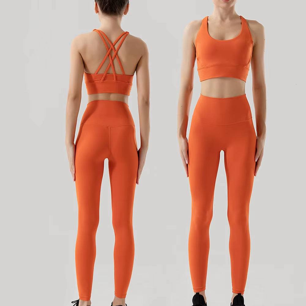 Women'S 2 Piece Sports Set - High Waist Booty-Lifting Leggings with Back Pocket & Sports Bra Yoga/Gym/Running Workout Outfit