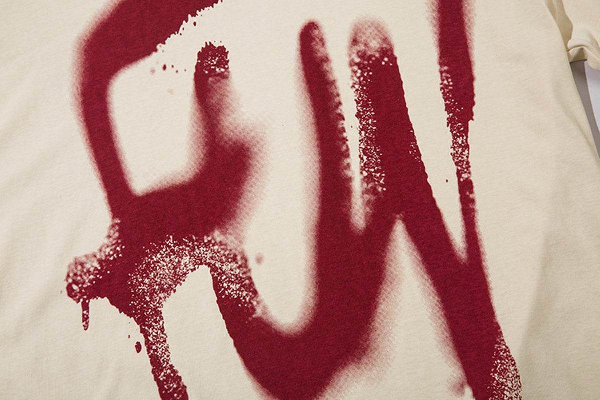 Fashion Graffiti Letter Short Sleeve Men Clothing