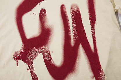 Fashion Graffiti Letter Short Sleeve Men Clothing