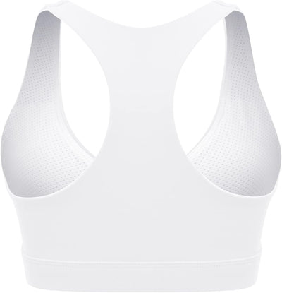 Women'S Ruched Sports Bra - Womens Strappy Sports Bra Mesh Open Back Sports Bra for Workout Yoga Gym (Medium, White)