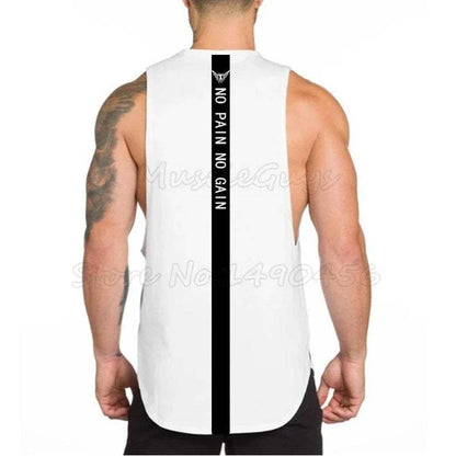 Brand NO PAIN NO GAIN Clothing Bodybuilding Stringer Gym Tank Top Men Fitness Singlet Cotton Sleeveless Shirt Muscle Vest