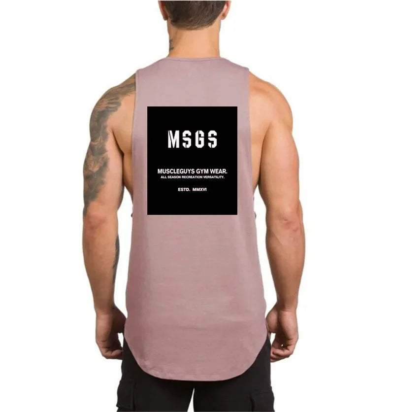 Brand NO PAIN NO GAIN Clothing Bodybuilding Stringer Gym Tank Top Men Fitness Singlet Cotton Sleeveless Shirt Muscle Vest