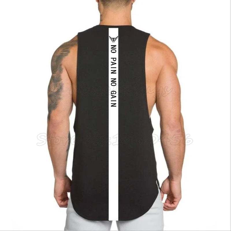 Brand NO PAIN NO GAIN Clothing Bodybuilding Stringer Gym Tank Top Men Fitness Singlet Cotton Sleeveless Shirt Muscle Vest