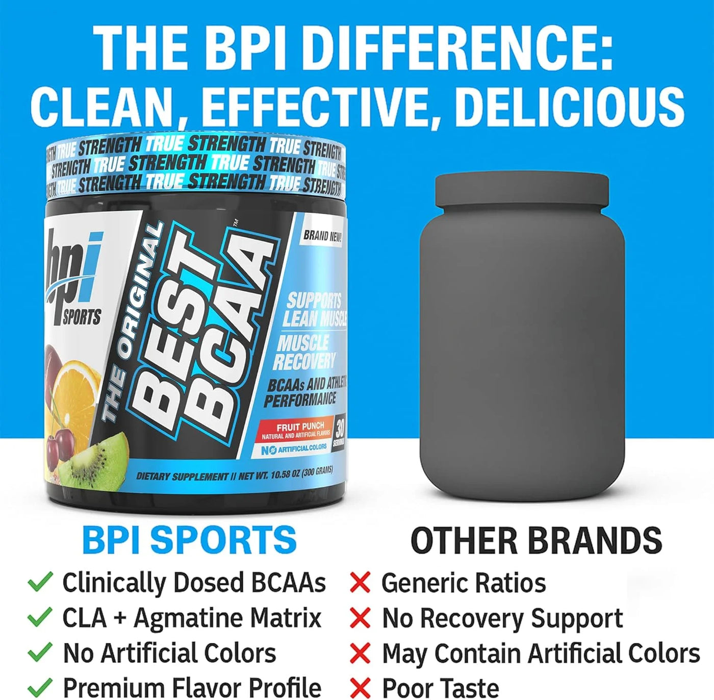 Best BCAA Powder, Fruit Punch, 10.58 Oz, 30 Servings, Amino Acids for Muscle Recovery