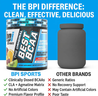 Best BCAA Powder, Fruit Punch, 10.58 Oz, 30 Servings, Amino Acids for Muscle Recovery