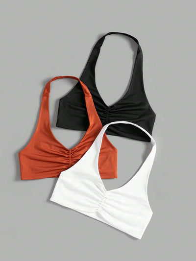 Elevate Your Workout with the Studio Sport 3-Piece Letter Graphic Backless Sports Tee Set
