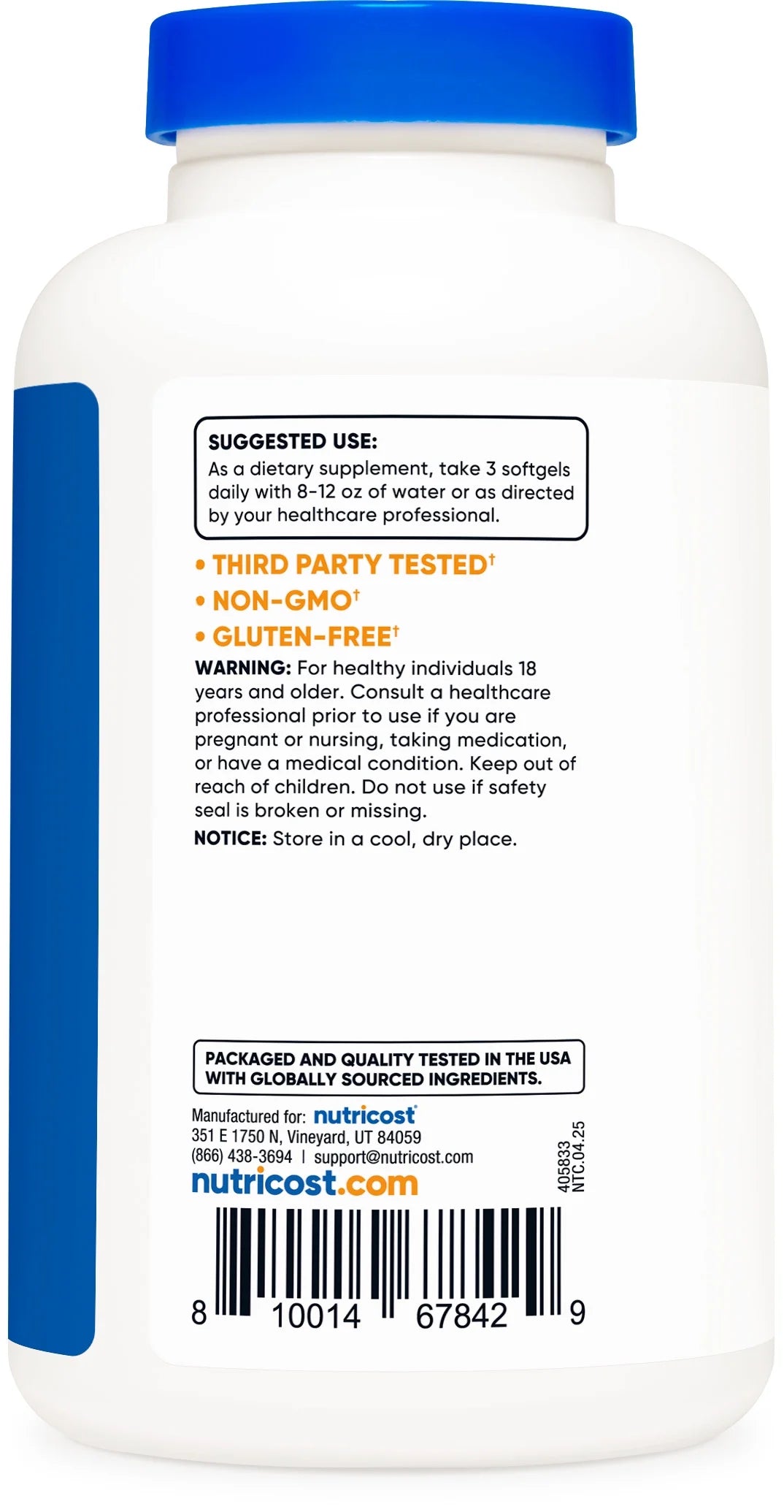 CLA (Conjugated Linoleic Acid) 2,400Mg, 120 Softgels - Gluten Free, Non-Gmo, 800Mg per Softgel