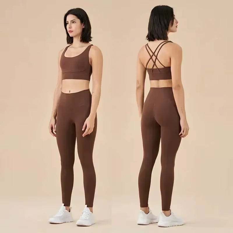 Women'S 2 Piece Sports Set - High Waist Booty-Lifting Leggings with Back Pocket & Sports Bra Yoga/Gym/Running Workout Outfit