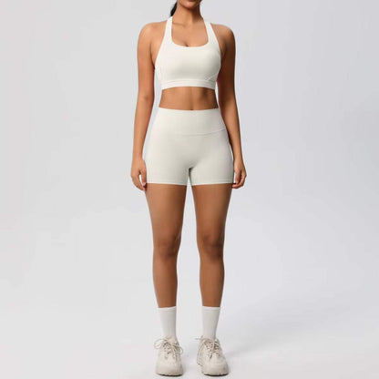 High Quality Customize Logo Gym 2 Pieces Set Breathable Active Wears Quick Dry Shorts Yoga Set for Women