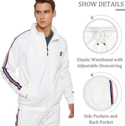 Men Tracksuit Set Full-Zip Sweatshirt Jogger Sweatpants Warm Sports Suit Gym Training Wear