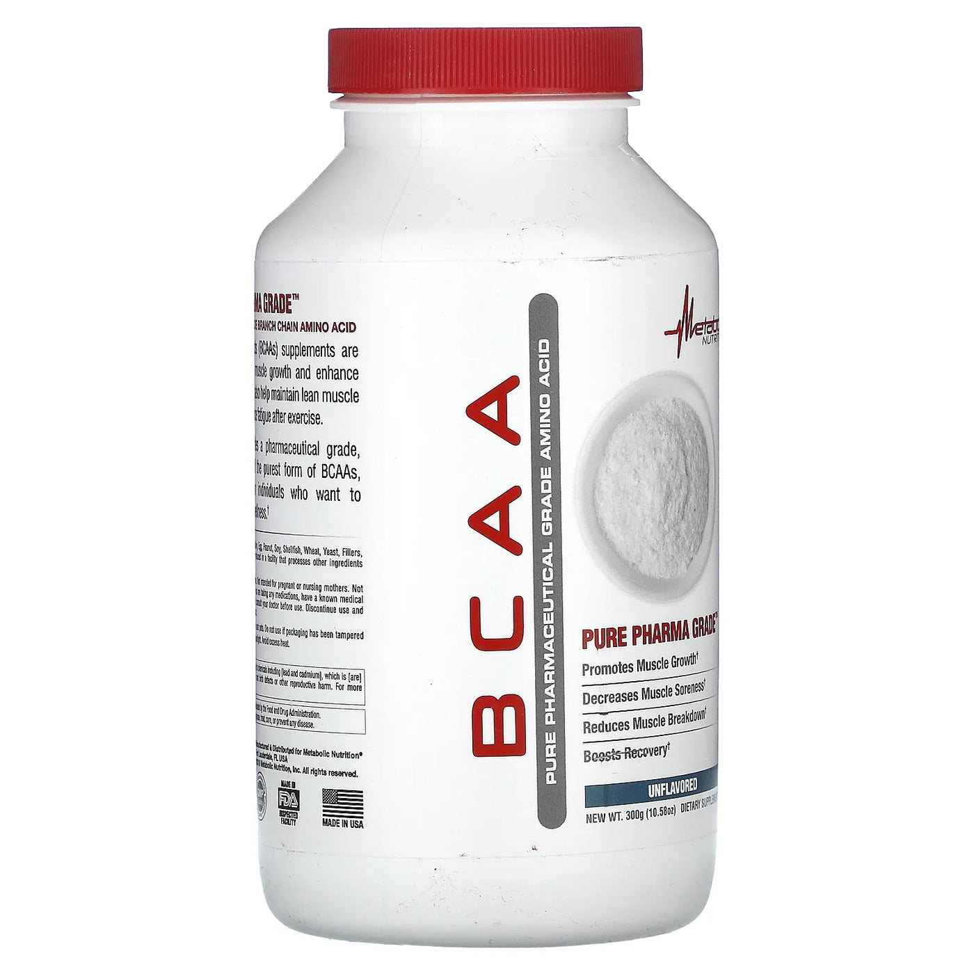 Unflavored BCAA Amino Acids - 60 Servings of Pure Muscle Growth Support