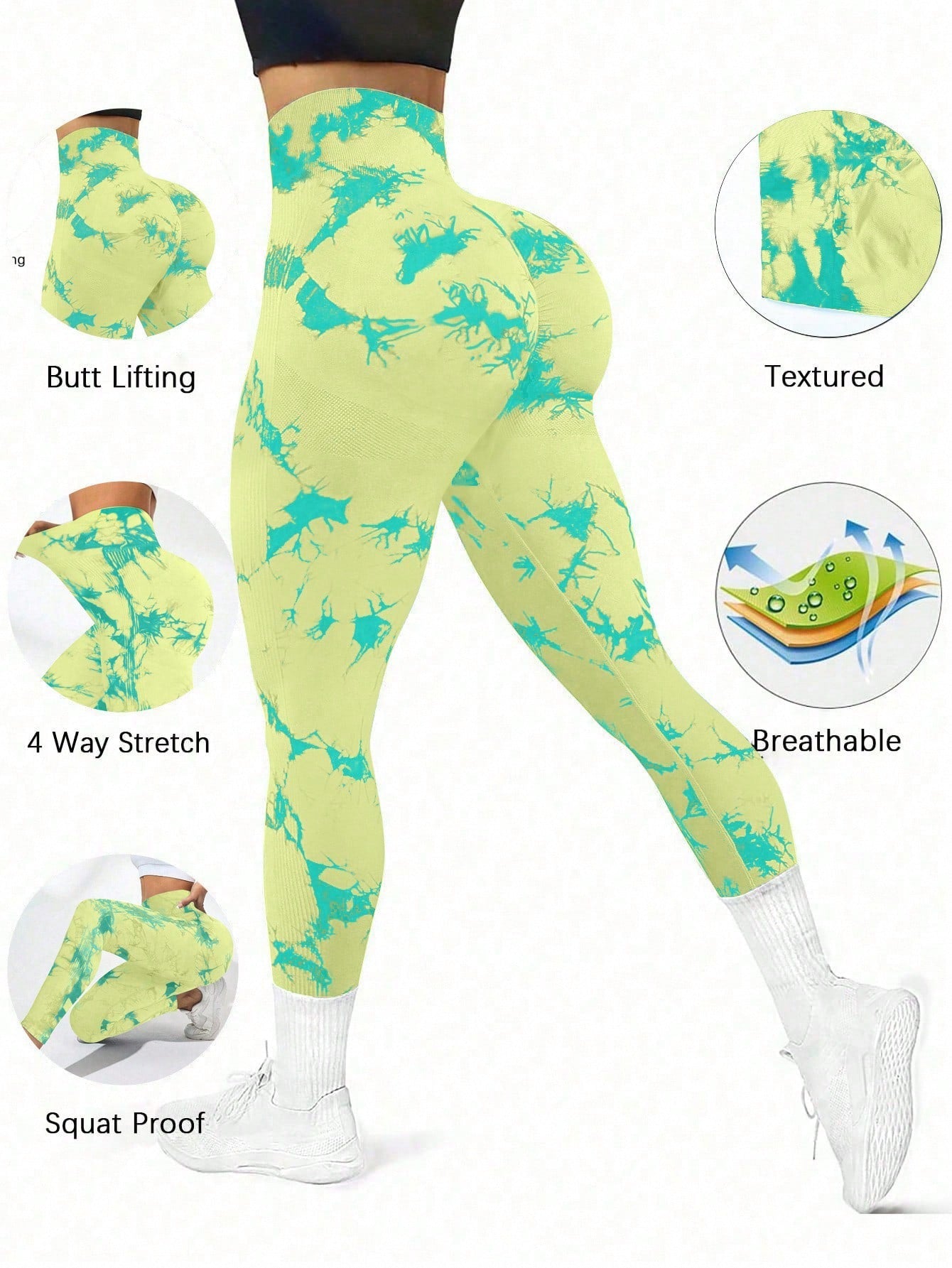 Elevate Your Workout with Studio Sport High-Waist Textured Leggings - Squat-Proof, Vibrant Tie Dye for Ultimate Comfort and Style