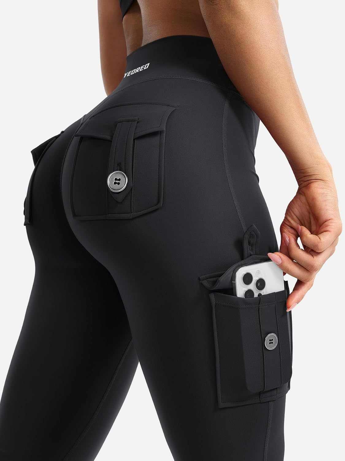 Coreflex Women Workout Flare Leggings with Pockets Hidden Scrunch High Waisted Cargo Gym Yoga No Front Seam Leggings