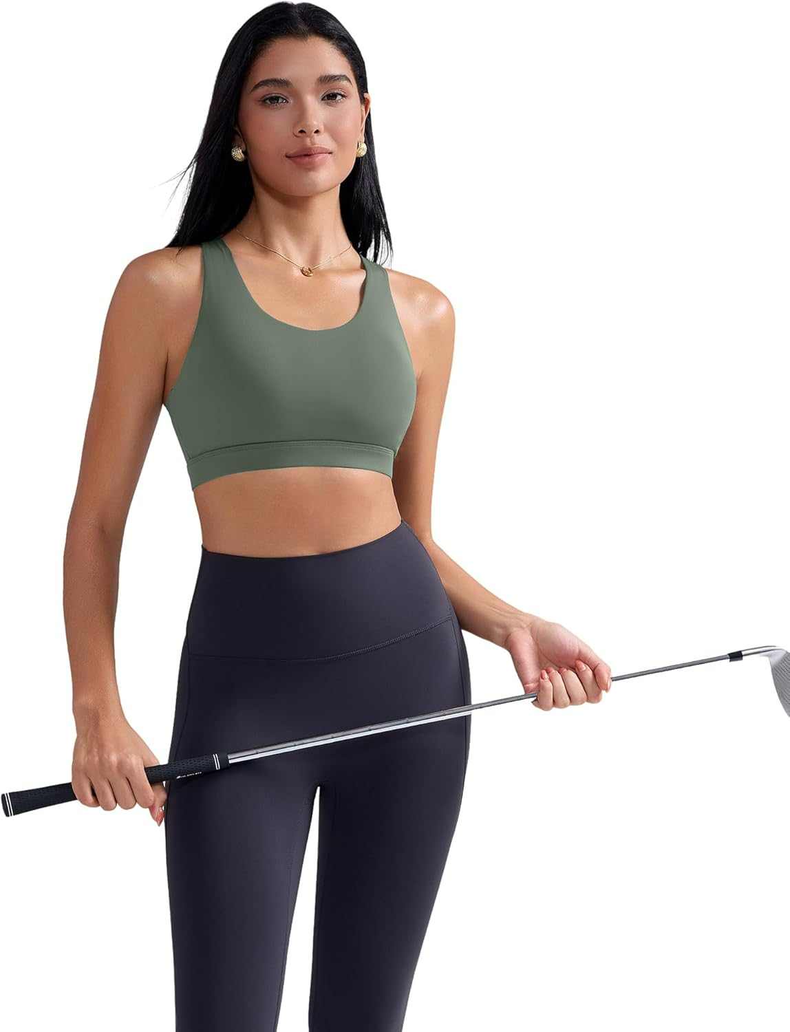 Sports Bra for Women, Criss-Cross Back Padded Strappy Sports Bras Medium Support Yoga Bra with Removable Cups