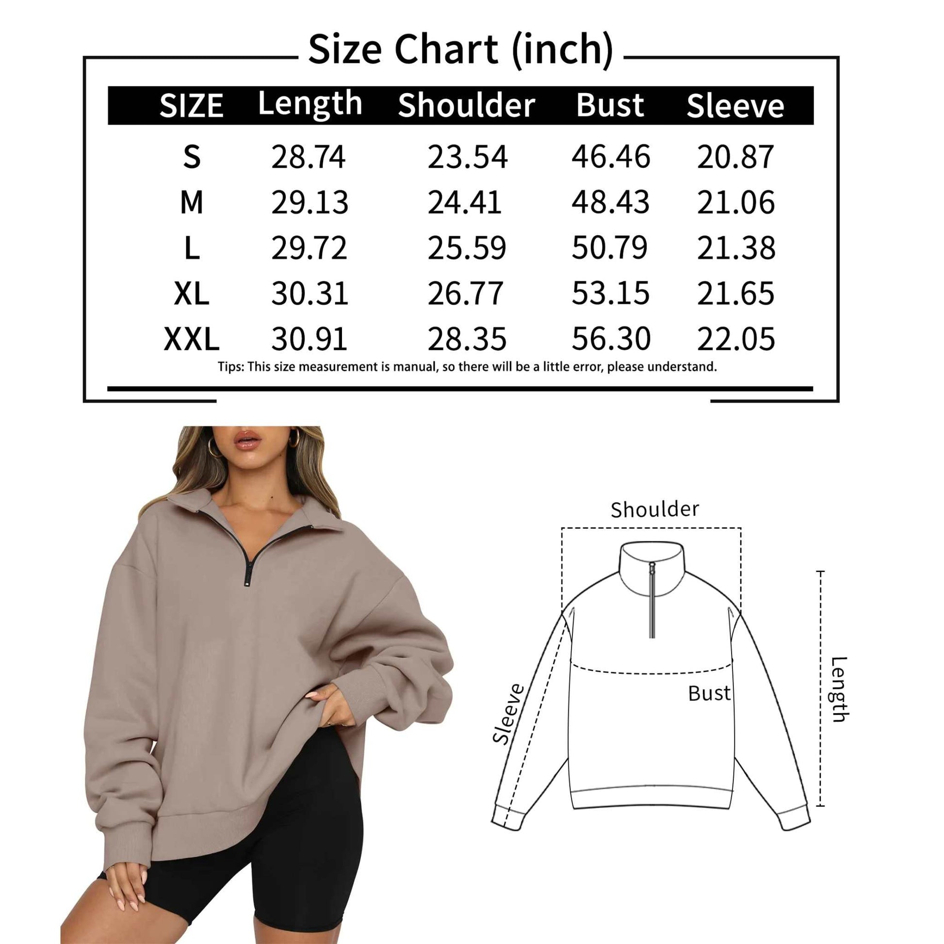 Womens Oversized Sweatshirts Half Zip Pullover Fall Fashion Hoodies Long Sleeve Shirts Clothes