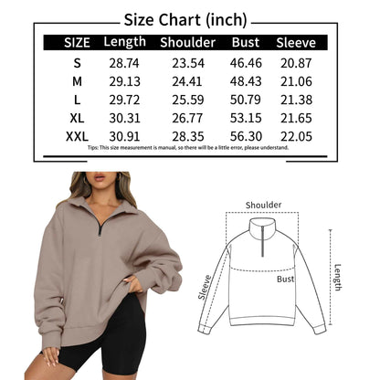 Womens Oversized Sweatshirts Half Zip Pullover Fall Fashion Hoodies Long Sleeve Shirts Clothes