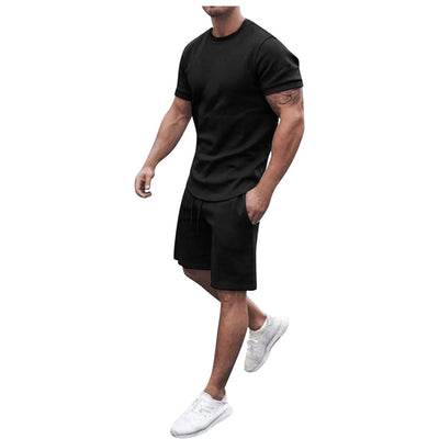 Elevate Your Summer Wardrobe with Our Stylish Men's Short Sleeve T-Shirt and Shorts Set - Perfect for Casual Outings and Sports Activities!