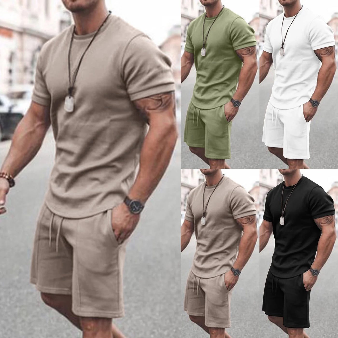 Men's Casual Summer Tracksuit Set - Short Sleeve T-Shirt and Shorts for Ultimate Comfort and Style