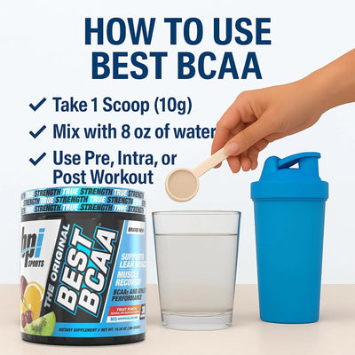 Best BCAA Powder, Fruit Punch, 10.58 Oz, 30 Servings, Amino Acids for Muscle Recovery