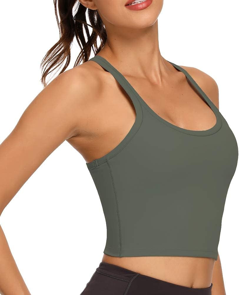 Elevate Your Workout with REKITA Women's Supportive Crop Tops - Built-In Bra for Ultimate Comfort and Style