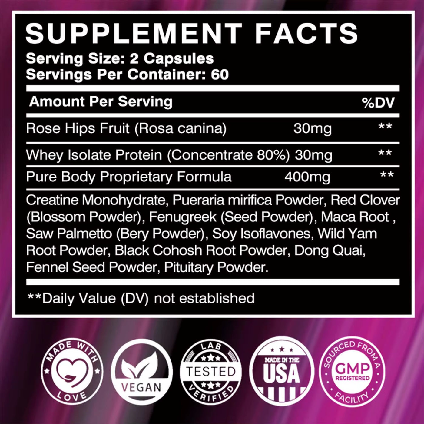 Elevate Your Curves Naturally - Women's Health Supplements for Anti-Aging and Confidence - 120 Capsules