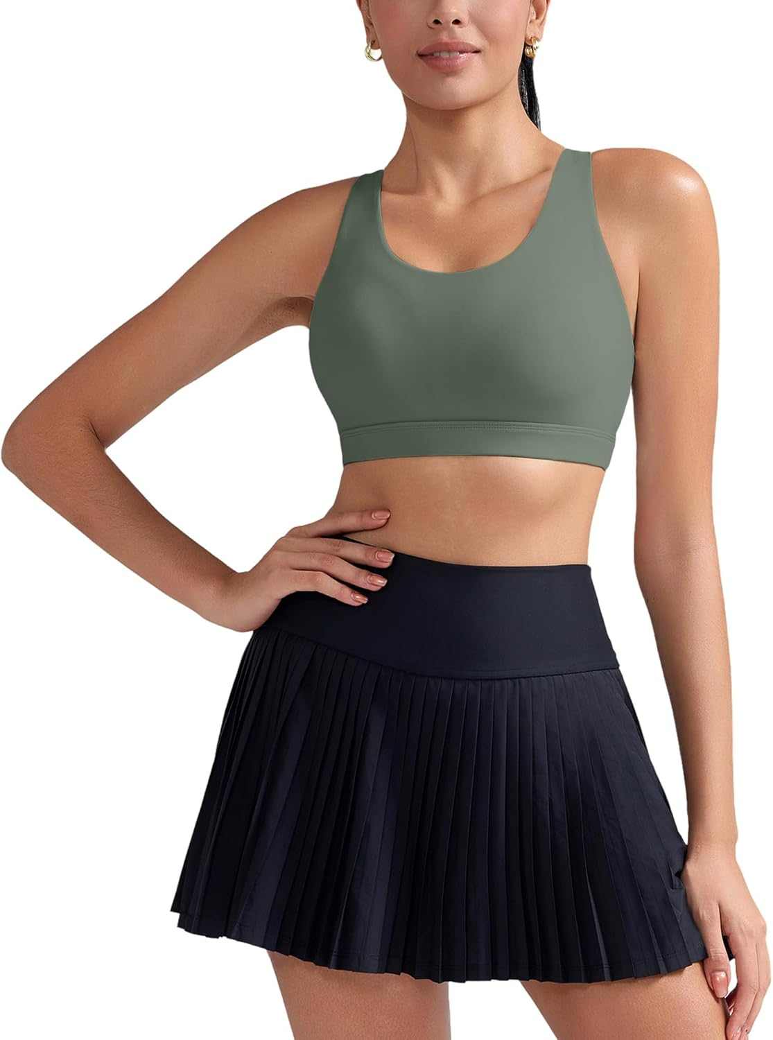 Sports Bra for Women, Criss-Cross Back Padded Strappy Sports Bras Medium Support Yoga Bra with Removable Cups