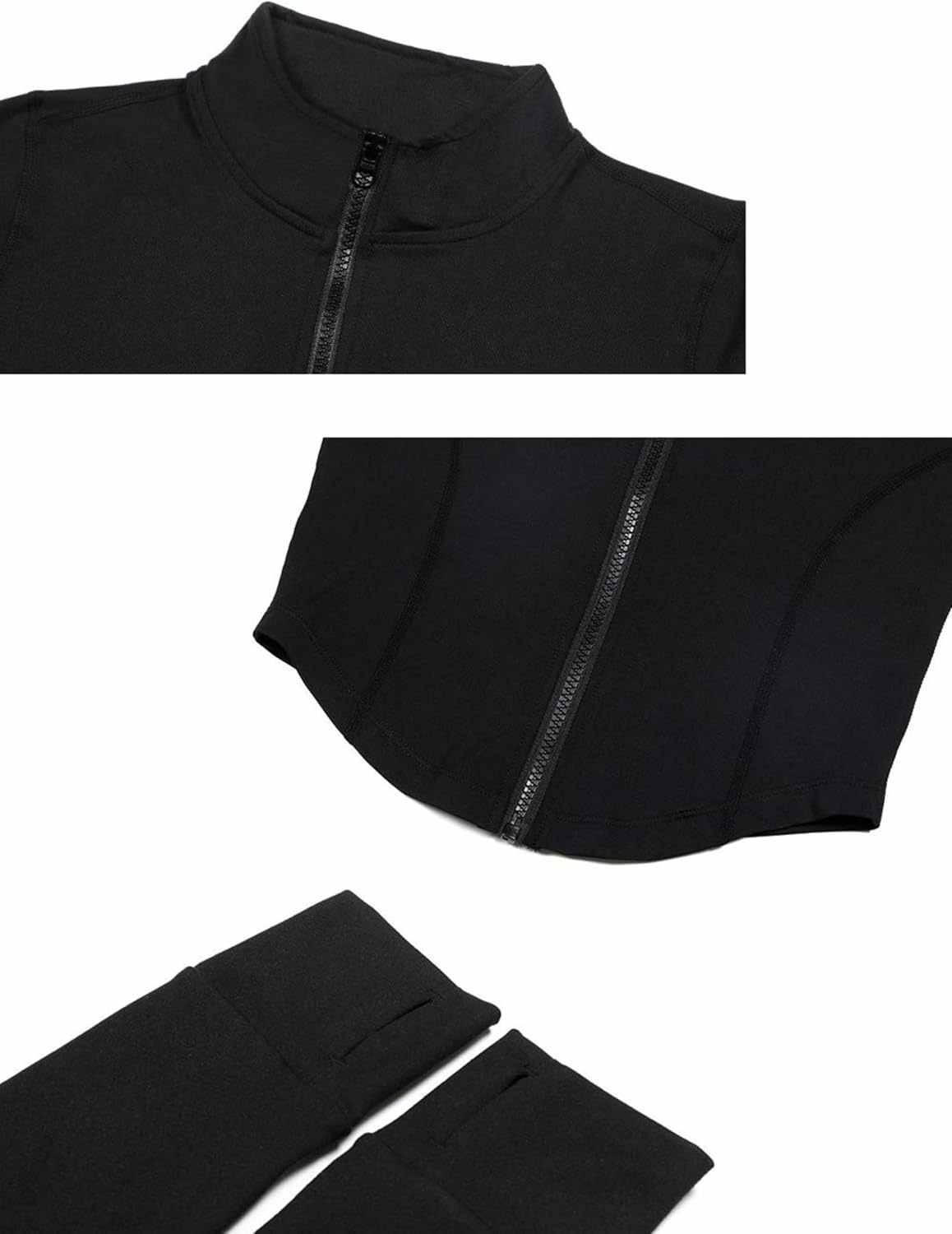 Womens Lightweight Full Zip Running Track Jacket Workout Slim Fit Yoga Sportwear with Thumb Holes
