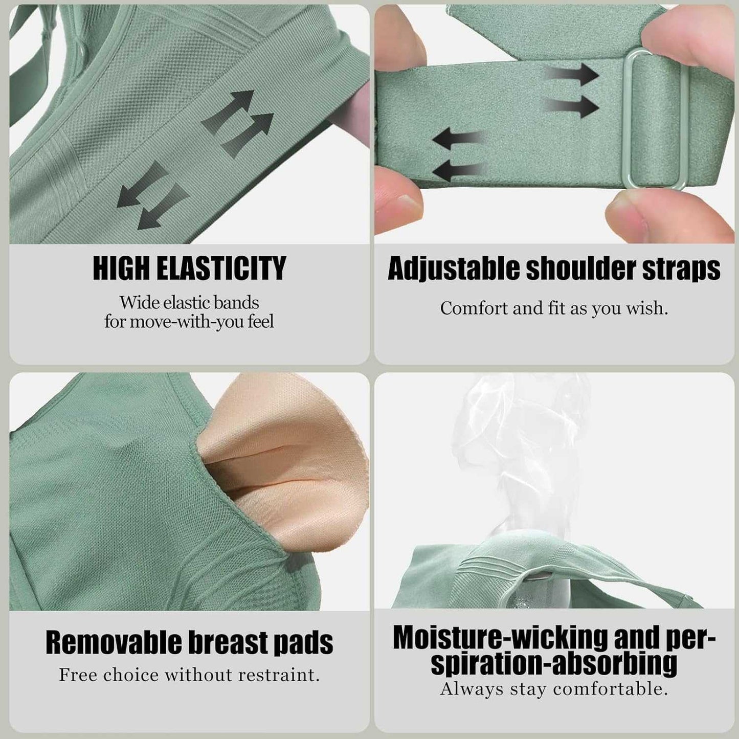 Adjustable Sports Bras for Women: 3 Pack High Support Padded Racerback Sport for Large Bust Workout Running Gym