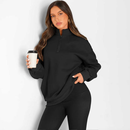 Womens Oversized Sweatshirts Half Zip Pullover Fall Fashion Hoodies Long Sleeve Shirts Clothes