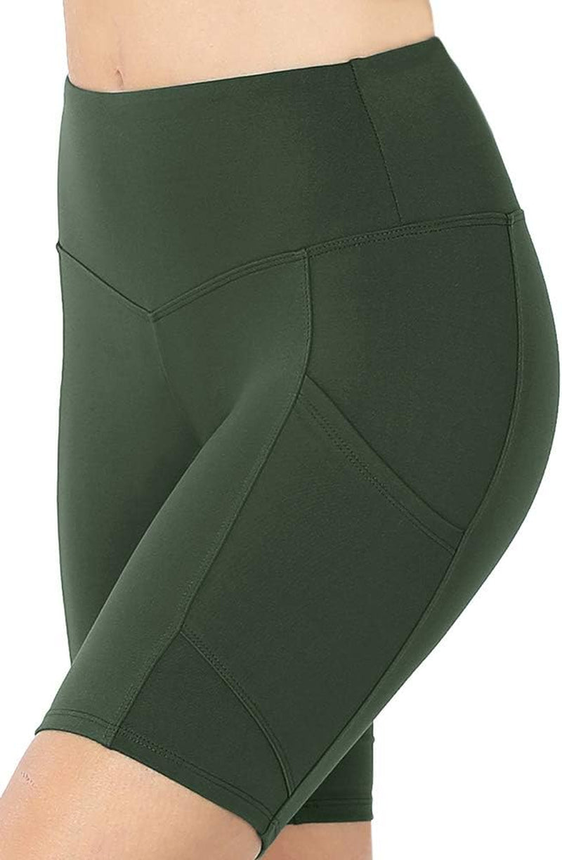 Elevate Your Workout with Our Women's High Waist Biker Yoga Shorts Featuring Convenient Pockets