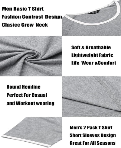 Men 2 Pack Muscle Shirt Bodybuilding Gym Workout Shirt Short Sleeve Tee