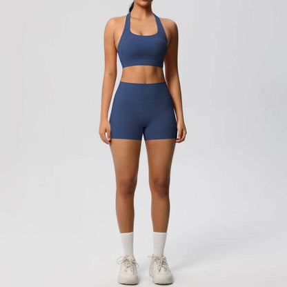 High Quality Customize Logo Gym 2 Pieces Set Breathable Active Wears Quick Dry Shorts Yoga Set for Women