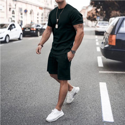 Elevate Your Summer Wardrobe with Our Stylish Men's Short Sleeve T-Shirt and Shorts Set - Perfect for Casual Outings and Sports Activities!