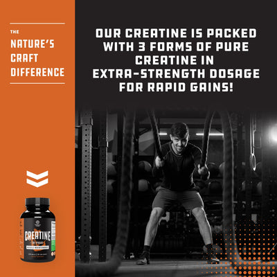 High Strength Tri-Phase Creatine, Muscle Mass Gain and Recovery Supplement, 120 Tablets