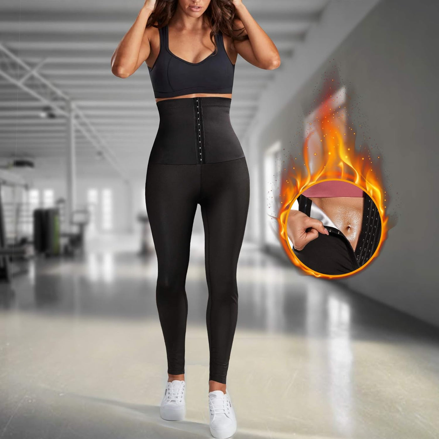 Elevate Your Workout with Women’s High Waist Sauna Leggings - Slimming Compression Tights for Ultimate Fitness Performance (Black, XX-Large)