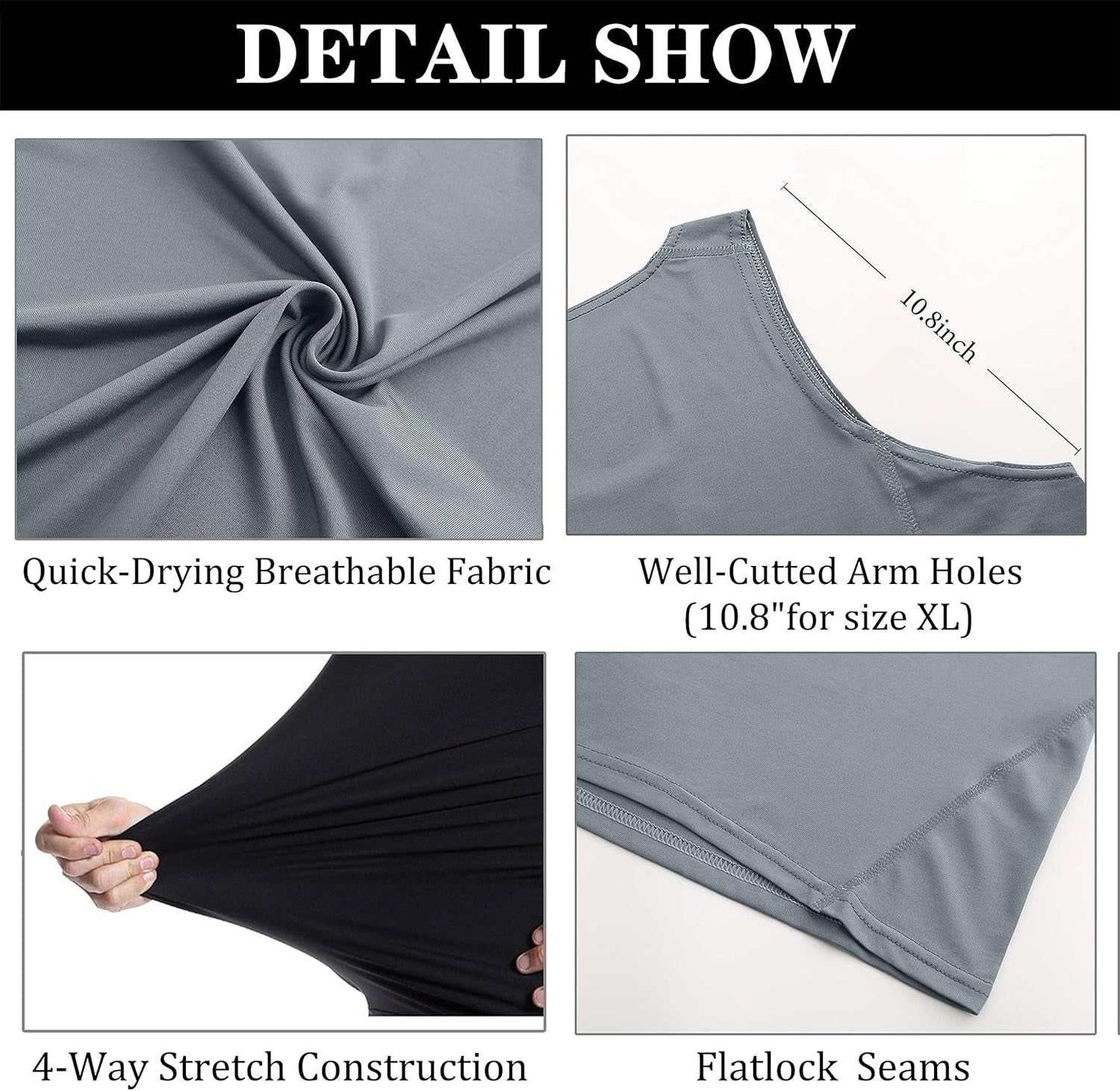 Men'S 3 or 5 Pack Sleeveless Compression Tank Top, Base Layer Cool Dry Compression Shirts Muscle Gym Tank Tops