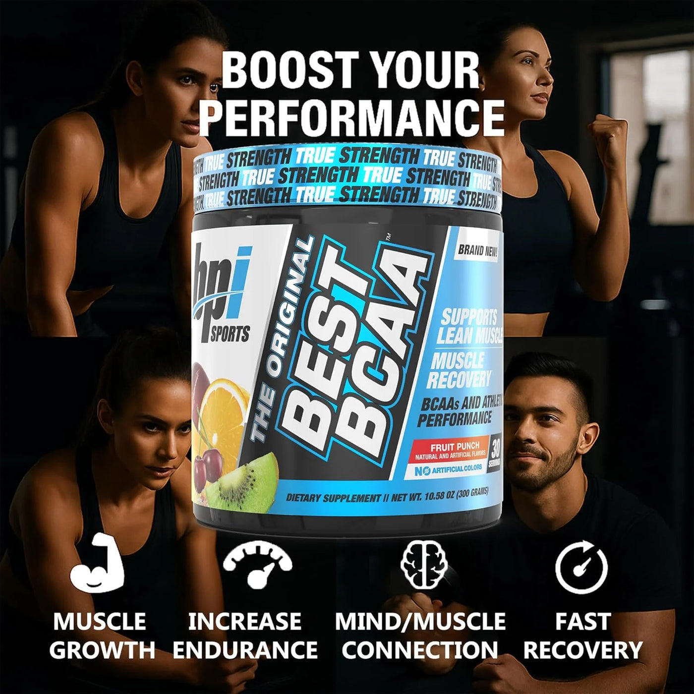 Best BCAA Powder, Fruit Punch, 10.58 Oz, 30 Servings, Amino Acids for Muscle Recovery