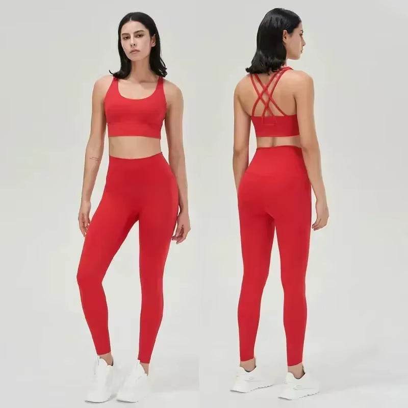 Women'S 2 Piece Sports Set - High Waist Booty-Lifting Leggings with Back Pocket & Sports Bra Yoga/Gym/Running Workout Outfit