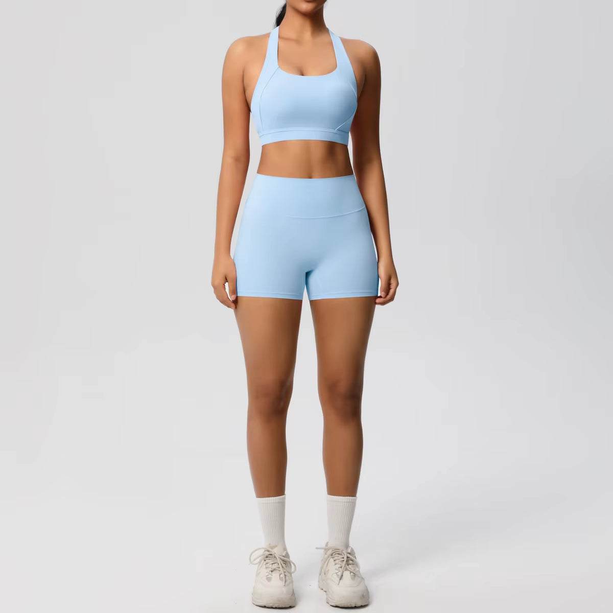 High Quality Customize Logo Gym 2 Pieces Set Breathable Active Wears Quick Dry Shorts Yoga Set for Women