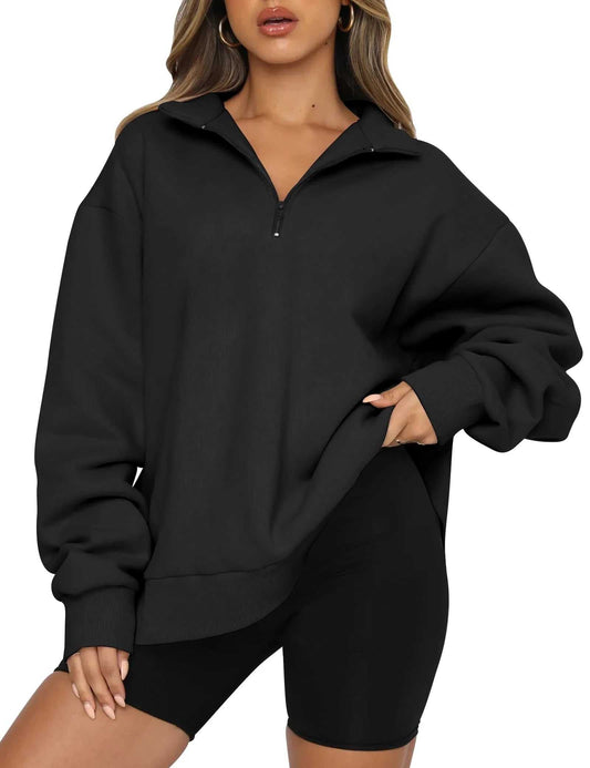 Womens Oversized Sweatshirts Half Zip Pullover Fall Fashion Hoodies Long Sleeve Shirts Clothes