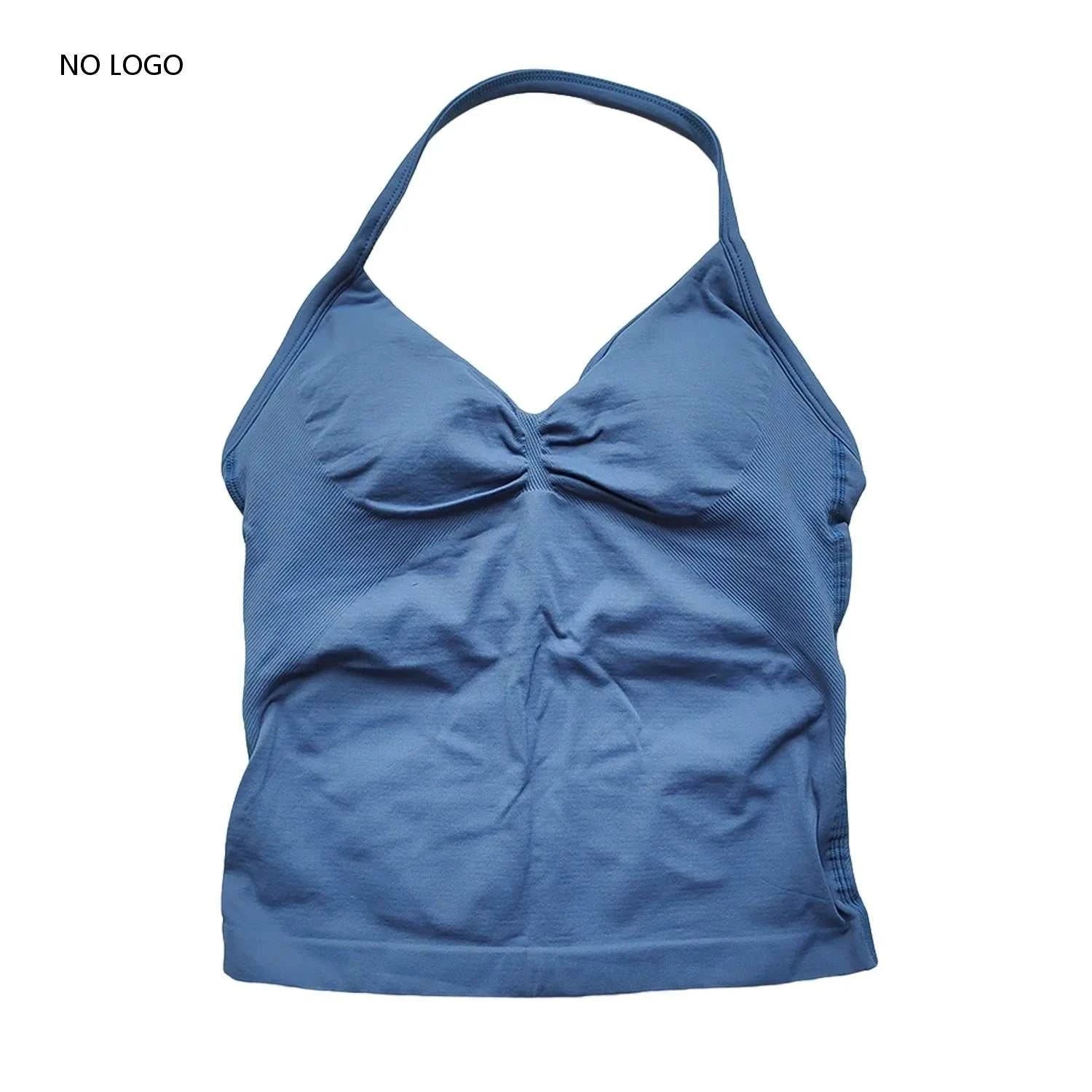 Longline Strappy Gym Top Backless Gym Clothes Women Scrunch Built-In Bra with Removable Cups Yoga Tank Tops