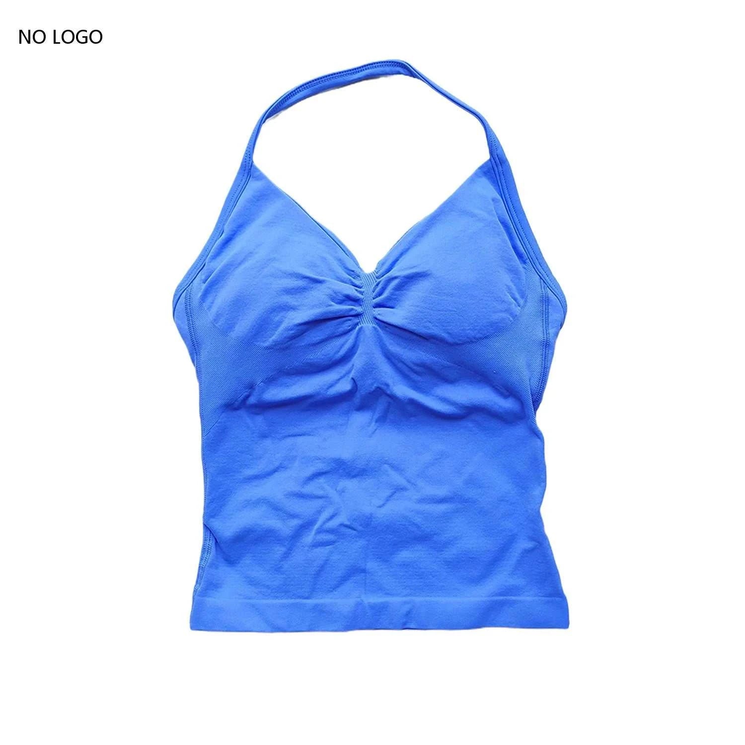 Longline Strappy Gym Top Backless Gym Clothes Women Scrunch Built-In Bra with Removable Cups Yoga Tank Tops