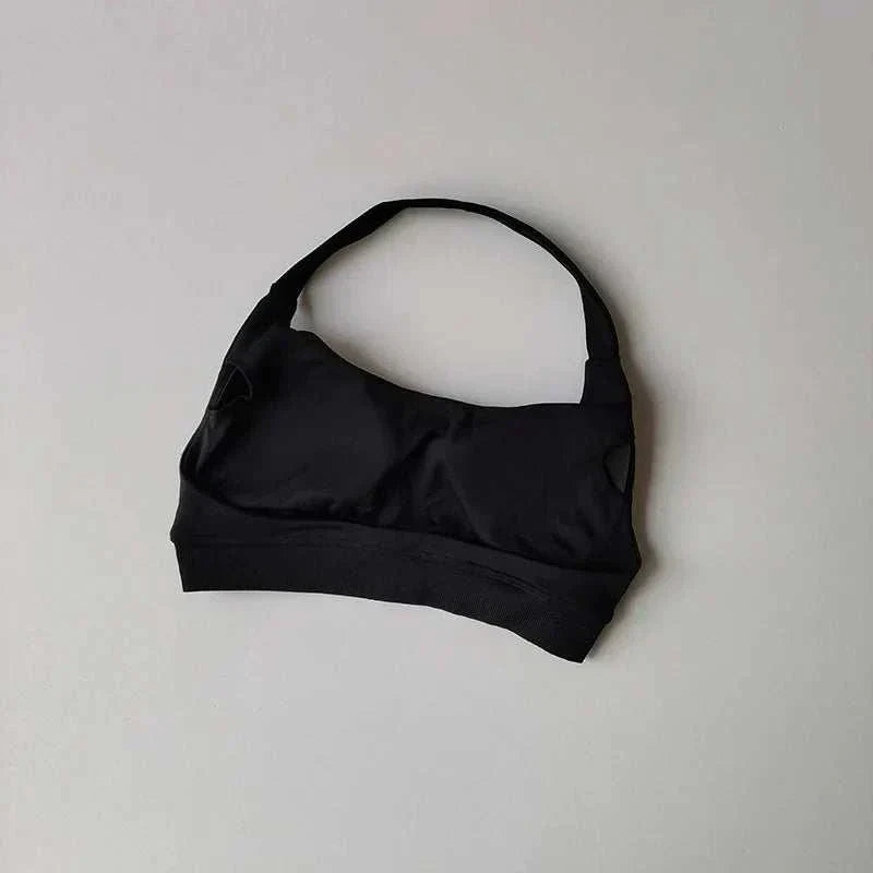 shockproof seamless black padded athletic sport bra backless yoga crop top