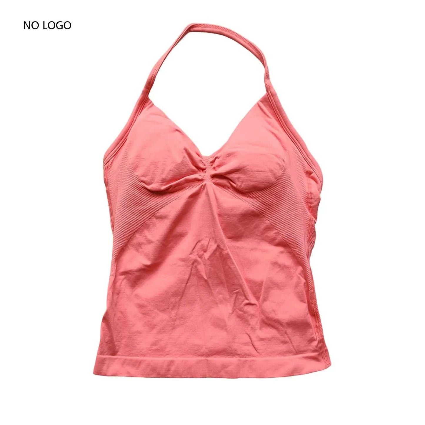 Longline Strappy Gym Top Backless Gym Clothes Women Scrunch Built-In Bra with Removable Cups Yoga Tank Tops