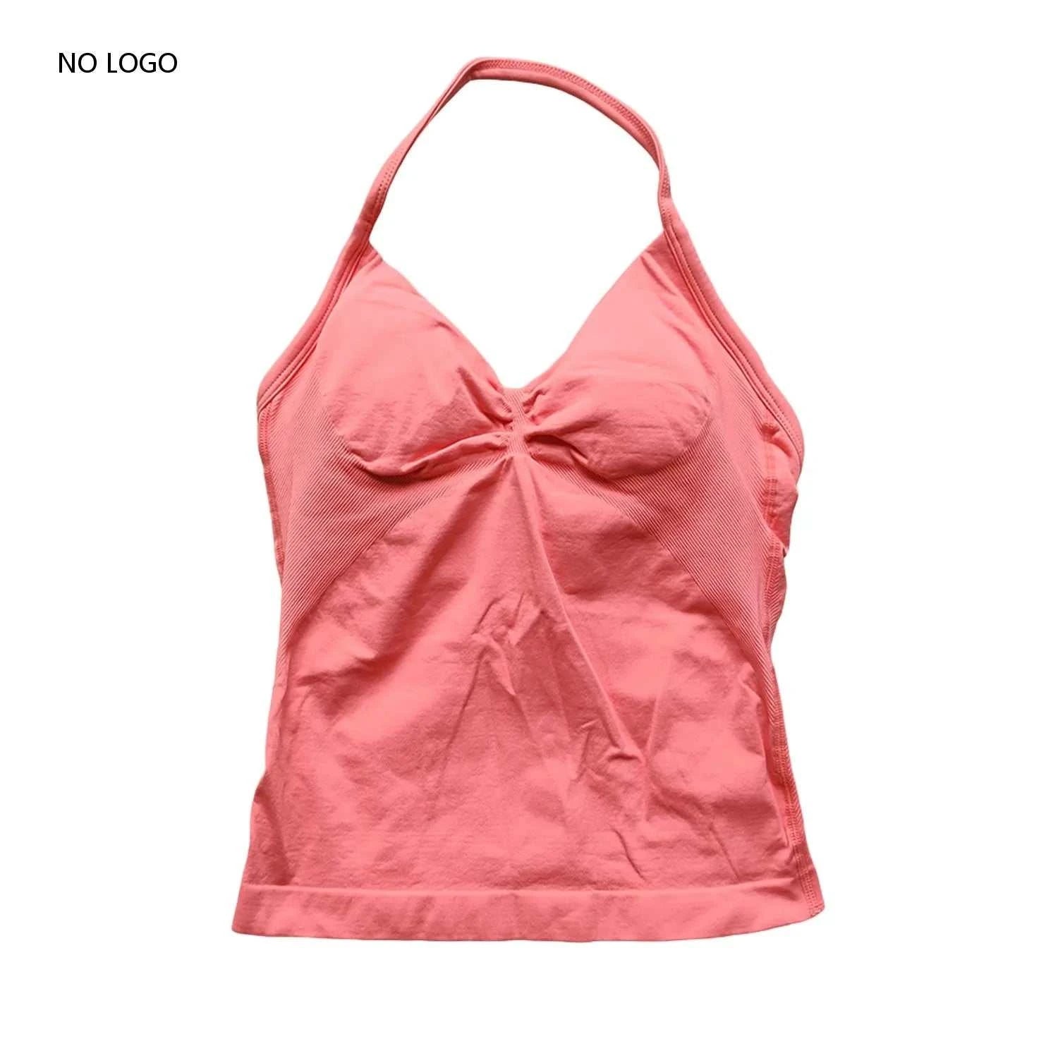 Longline Strappy Gym Top Backless Gym Clothes Women Scrunch Built-In Bra with Removable Cups Yoga Tank Tops