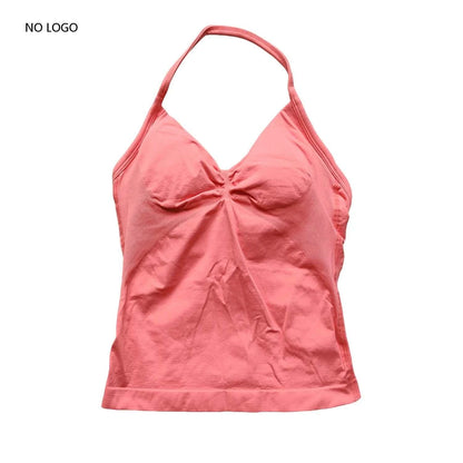 Longline Strappy Gym Top Backless Gym Clothes Women Scrunch Built-In Bra with Removable Cups Yoga Tank Tops